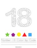 Number 18 Color by Code Worksheet