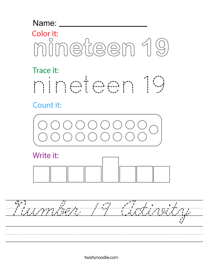 Number 19 Activity Worksheet