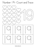 Number 19- Count and Trace Coloring Page