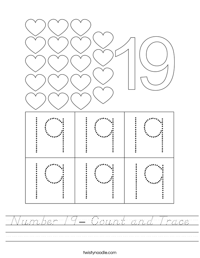 Number 19- Count and Trace Worksheet
