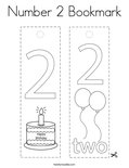Number 2 Bookmark Coloring Page
