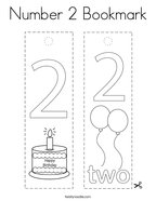 Number 2 Bookmark Coloring Page