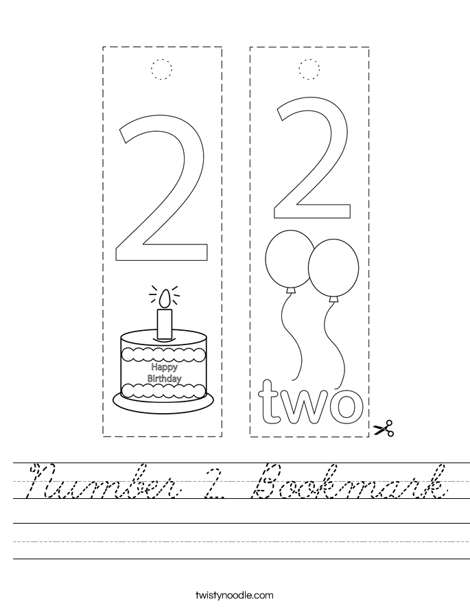 Number 2 Bookmark Worksheet