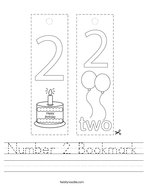 Number 2 Bookmark Handwriting Sheet