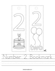 Number 2 Bookmark Handwriting Sheet