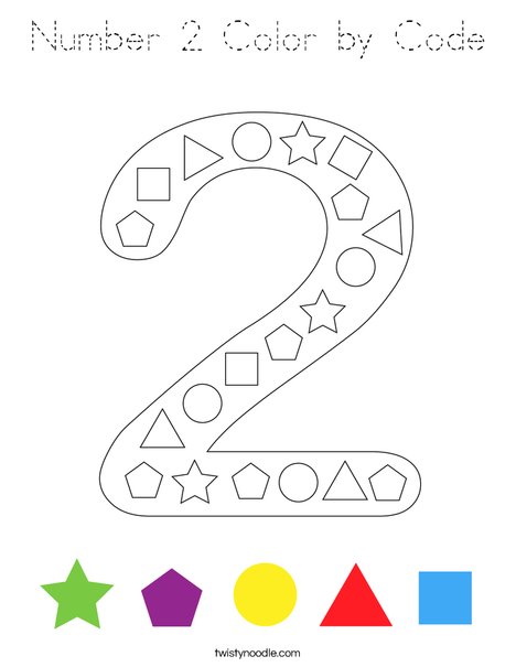 Number 2 Color by Code Coloring Page