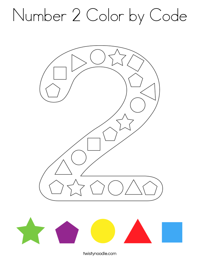 Number 2 Color by Code Coloring Page