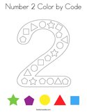 Number 2 Color by Code Coloring Page