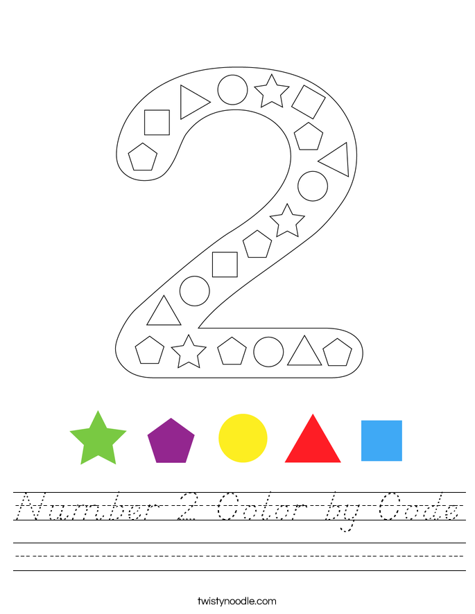 Number 2 Color by Code Worksheet