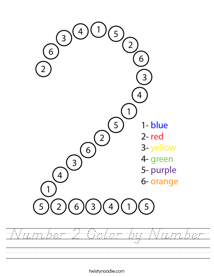Number 2 Color by Number Worksheet