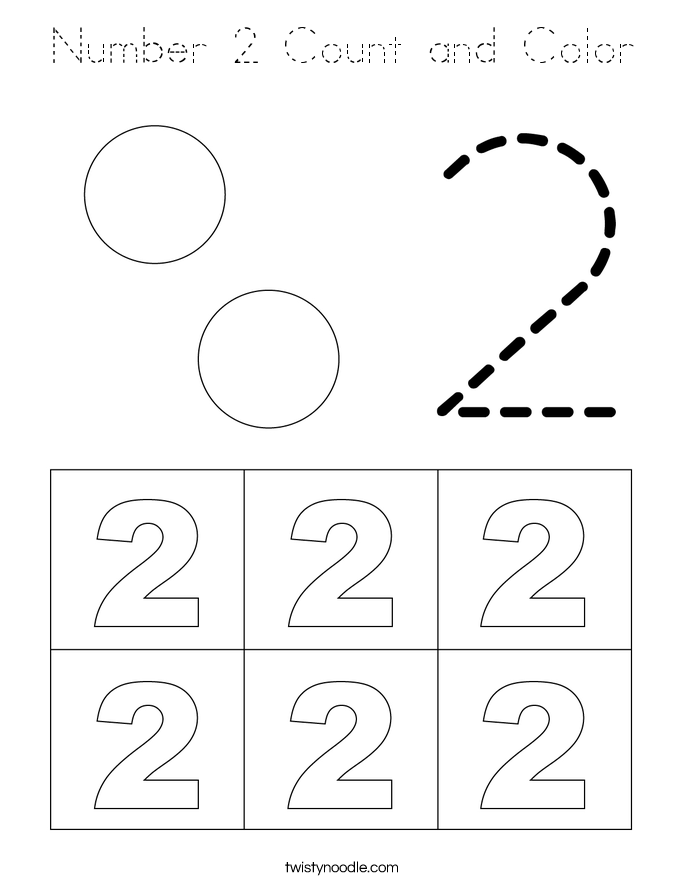 Number 2 Count and Color Coloring Page