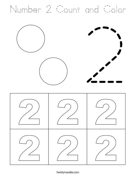 Number 2 Count and Color Coloring Page