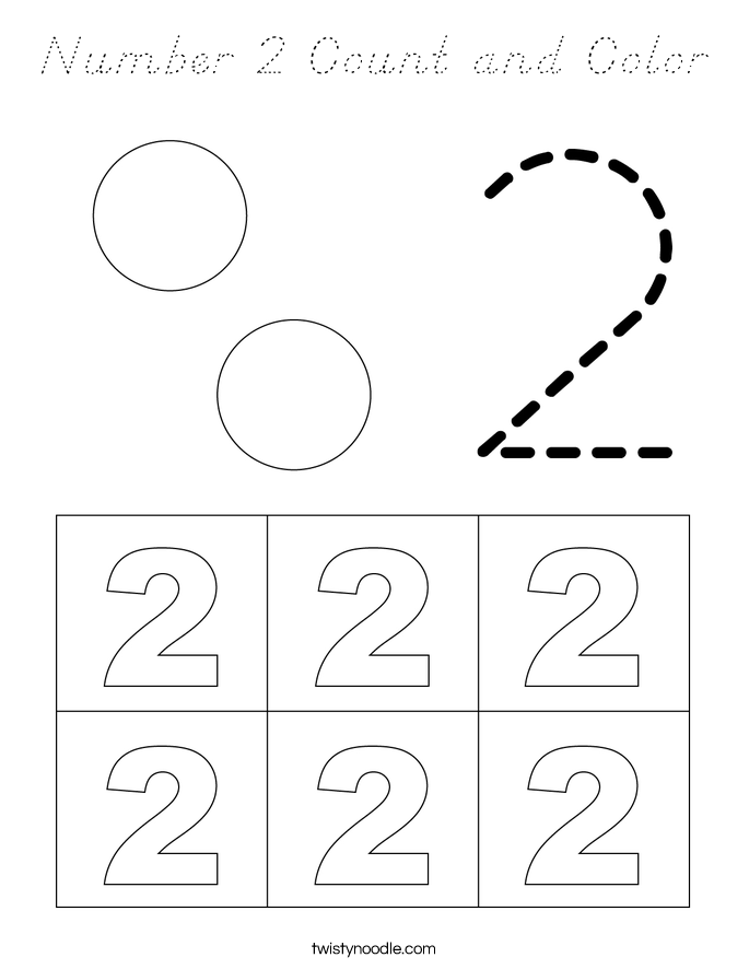 Number 2 Count and Color Coloring Page
