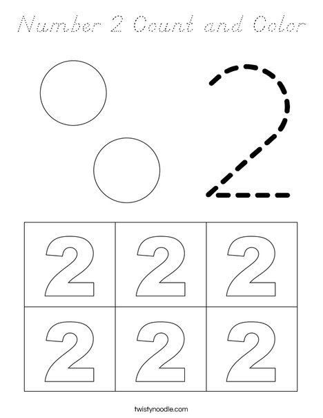 Number 2 Count and Color Coloring Page