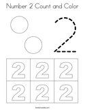 Number 2 Count and Color Coloring Page