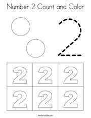 Number 2 Count and Color Coloring Page