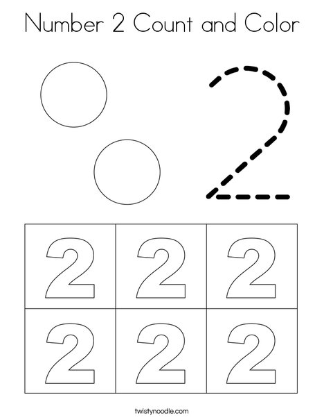Number 2 Count and Color Coloring Page