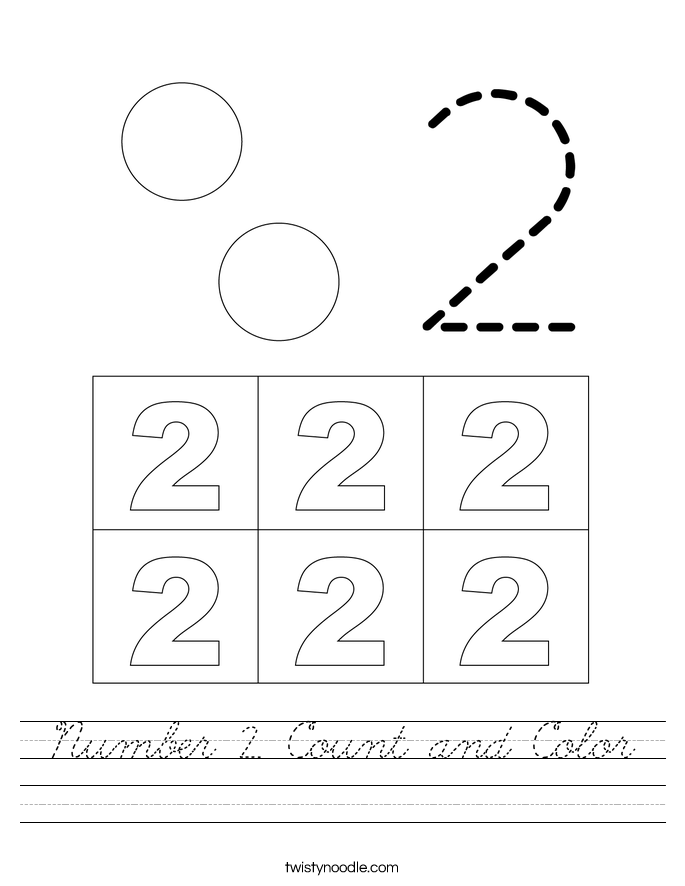 Number 2 Count and Color Worksheet