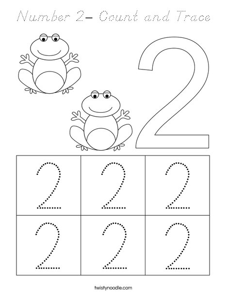 Number 2- Count and Trace Coloring Page