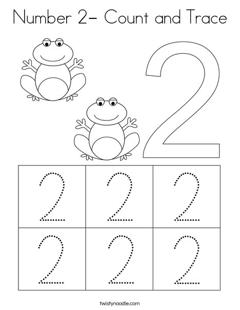Number 2- Count and Trace Coloring Page