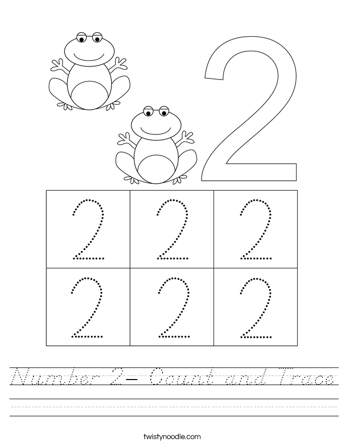 Number 2- Count and Trace Worksheet