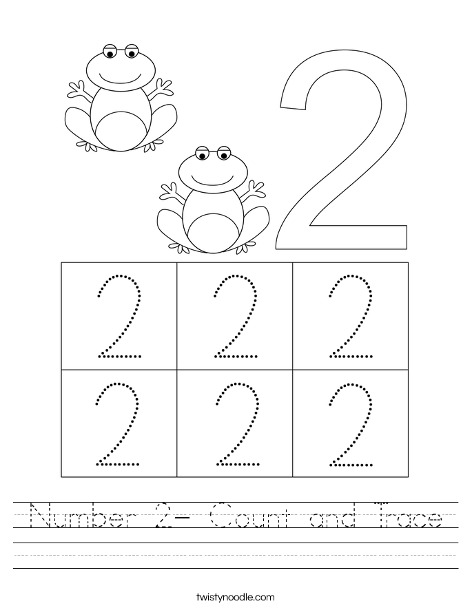 Number 2- Count and Trace Worksheet