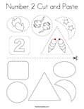 Number 2 Cut and Paste Coloring Page