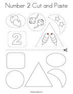 Number 2 Cut and Paste Coloring Page