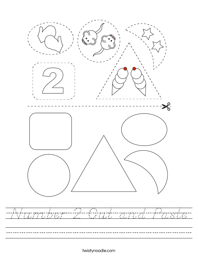 Number 2 Cut and Paste Worksheet