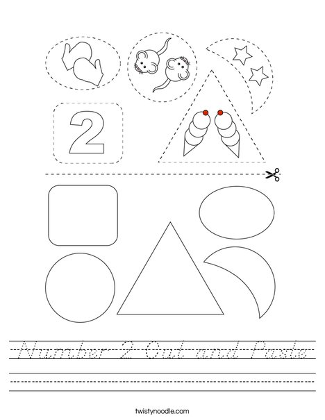 Number 2 Cut and Paste Worksheet