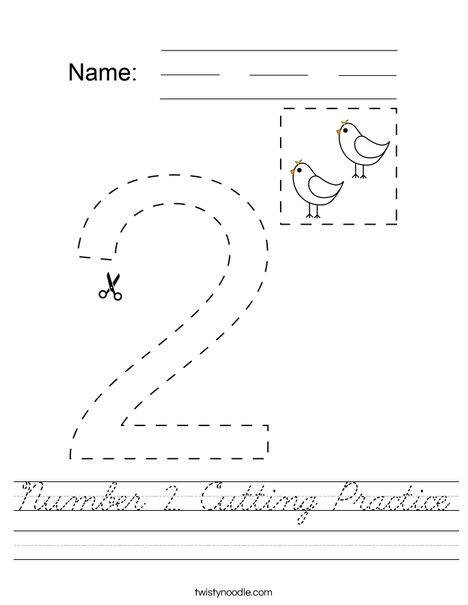 Number 2 Cutting Practicce Worksheet