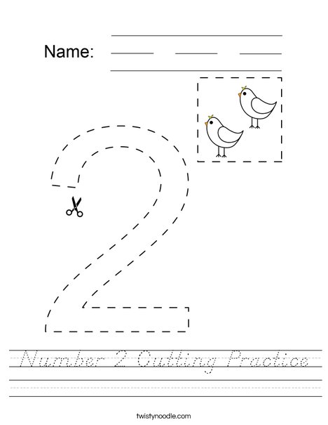 Number 2 Cutting Practicce Worksheet