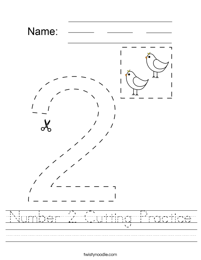 Number 2 Cutting Practice Worksheet