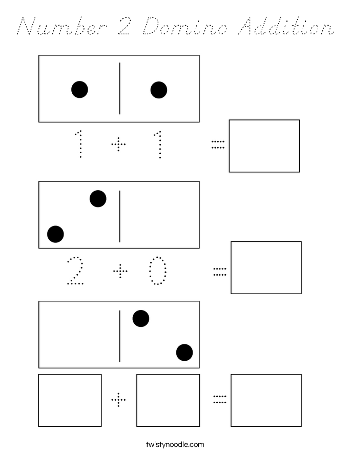 Number 2 Domino Addition Coloring Page