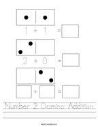 Number 2 Domino Addition Handwriting Sheet