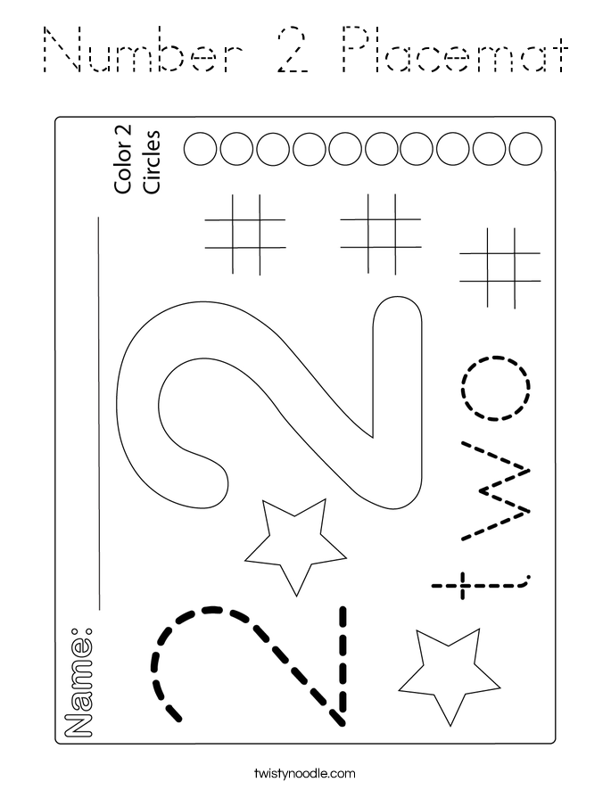 Number 2 Placemat Coloring Page