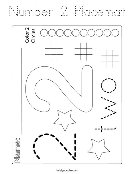 Number 2 Placemat Coloring Page