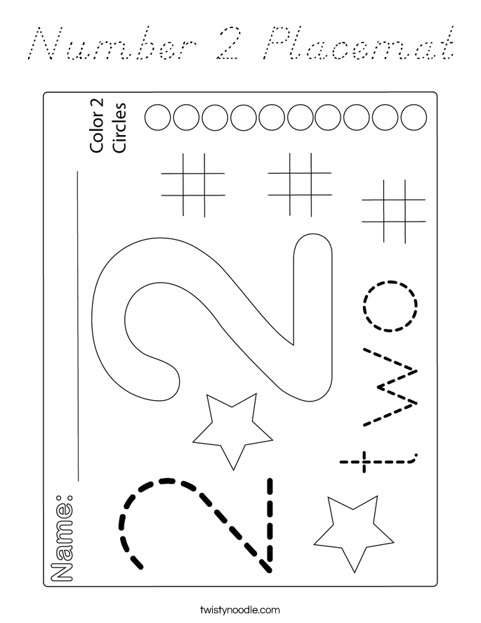 Number 2 Placemat Coloring Page