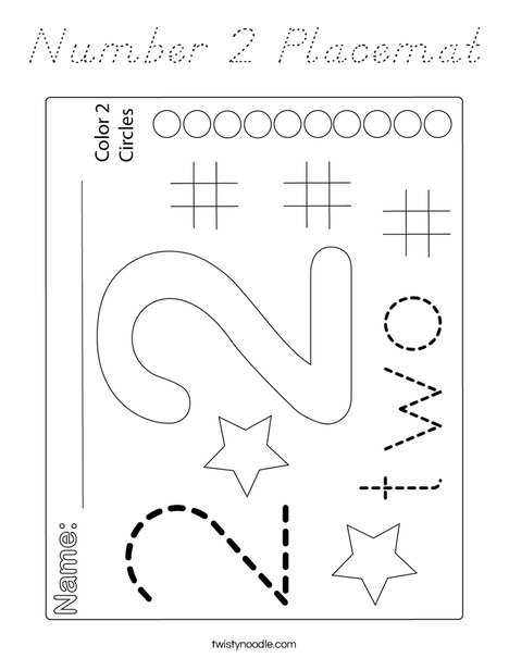 Number 2 Placemat Coloring Page