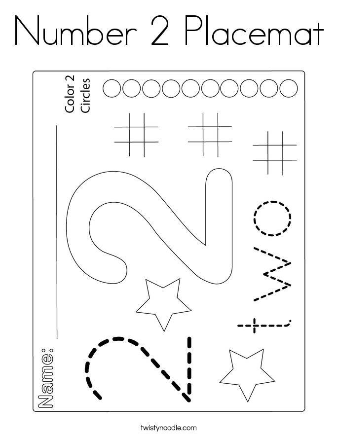 Number 2 Placemat Coloring Page