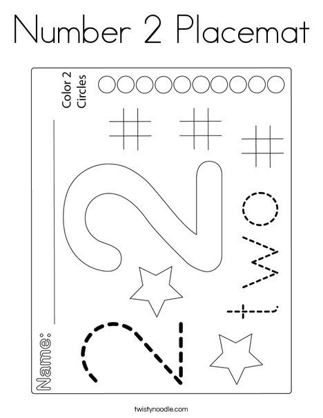 Number 2 Placemat Coloring Page