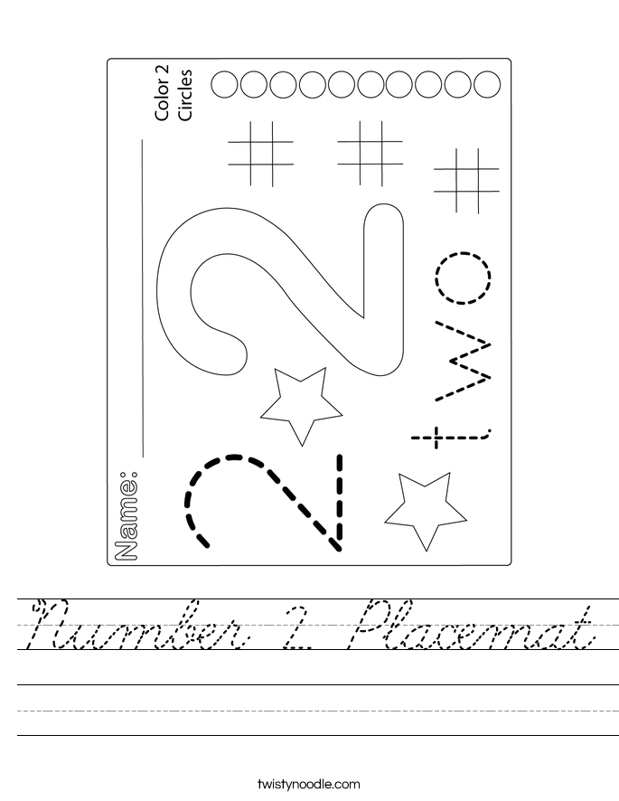 Number 2 Placemat Worksheet