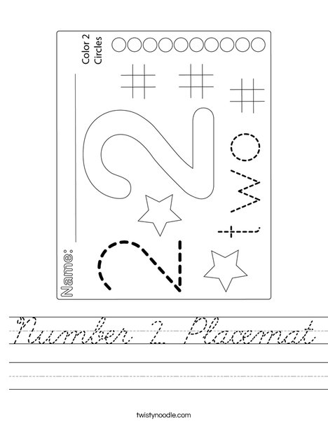 Number 2 Placemat Worksheet
