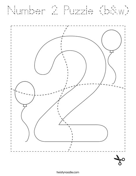 Number 2 Puzzle (b&w) Coloring Page