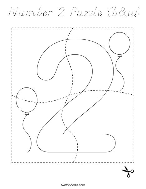 Number 2 Puzzle (b&w) Coloring Page