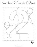 Number 2 Puzzle (b&w) Coloring Page