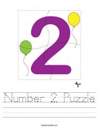 Number 2 Puzzle Handwriting Sheet