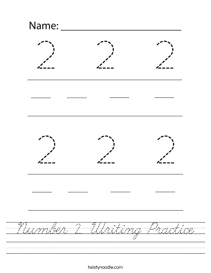 Number 2 Writing Practice Worksheet