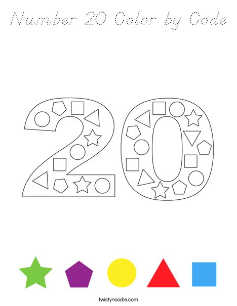 Number 20 Color by Code Coloring Page