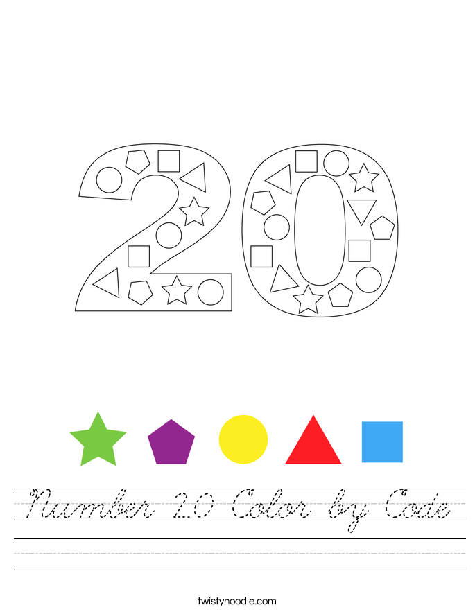 Number 20 Color by Code Worksheet
